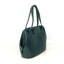 Load image into Gallery viewer, Vintage 1950s/60s Lodix Green Lizard Skin Classic Ladylike Handbag, Top Handle Bag, Made In England-Vintage Handbag, Exotic Skins-Brand Spanking Vintage