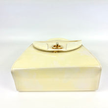 Load image into Gallery viewer, Vintage 80s Cream Faux Leather and Lucite Jackie O Style Handbag w/ Shoulder Strap-Vintage Handbag, Kelly Bag-Brand Spanking Vintage