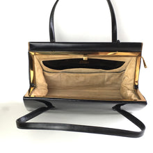 Load image into Gallery viewer, Vintage 50s Black Patent Leather Classic Ladylike Bag, Top Handle Bag,Side Opening Clasp w/Purse by Waldybag-Vintage Handbag, Kelly Bag-Brand Spanking Vintage