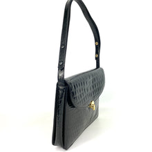 Load image into Gallery viewer, Vintage 80s/90s Harrods Black Patent Leather Faux Crocodile Print Handbag/Shoulder Bag-Vintage Handbag, Large Handbag-Brand Spanking Vintage