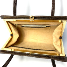 Load image into Gallery viewer, Vintage 60s/70s Golden Arrow Dark Chocolate Brown Lizard Skin Handbag Made in England-Vintage Handbag, Exotic Skins-Brand Spanking Vintage
