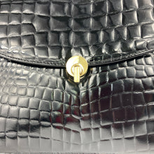 Load image into Gallery viewer, Vintage 80s/90s Harrods Black Patent Leather Faux Crocodile Print Handbag/Shoulder Bag-Vintage Handbag, Large Handbag-Brand Spanking Vintage