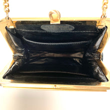 Load image into Gallery viewer, Vintage Small Python Snakeskin Clutch Bag with Fold In Chain Handle in Black/Brown/Caramel Made in England-Vintage Handbag, Exotic Skins-Brand Spanking Vintage