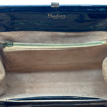Load image into Gallery viewer, Vintage Dainty Black Patent Leather Bag With Pewter Patent Detail To Front Made In England For Meadows Of Regent St-Vintage Handbag, Kelly Bag-Brand Spanking Vintage