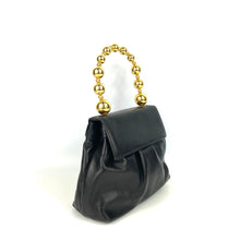 Load image into Gallery viewer, Vintage 80s/90s Elegant Black Leather Gilt Handle Bag by Lisetta Paoletti Made in Italy-Vintage Handbag, Dolly Bag-Brand Spanking Vintage