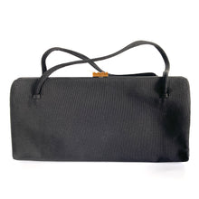 Load image into Gallery viewer, Vintage 50s/60s Wide Slim Black Grosgrain Waldybag with Fuchsia Silk Lining/ Silk Coin Purse Made in England-Vintage Handbag, Top Handle bag-Brand Spanking Vintage