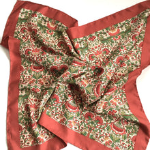 Load image into Gallery viewer, Vintage Liberty Silk Scarf in William Morris Design in Rust/Cream/Green-Scarves-Brand Spanking Vintage