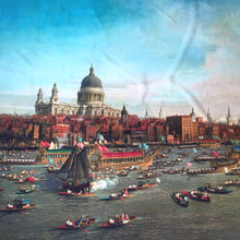 Load image into Gallery viewer, Stunning Large Silk Scarf National Maritime Museum Canaletto Thames w/St Paul's Cathedral 1747/48-Scarves-Brand Spanking Vintage