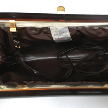 Load image into Gallery viewer, Vintage 70s/80s Caramel/ Dark tan Leather Faux Croc Clutch Bag w/ Fold Out Shoulder Strap, Made in Italy-Vintage Handbag, Clutch Bag-Brand Spanking Vintage