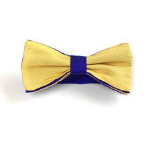 Load image into Gallery viewer, Gentleman&#39;s Silk Bow Tie Yellow and Cobalt Blue Handmade in UK by Hocus Pocus-Accessories, For Him-Brand Spanking Vintage

