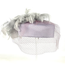 Load image into Gallery viewer, Vintage 50s 60s Pale Lilac Lavender Pill Box Hat w/ Veil / Grey Feathers-Accessories, For Her-Brand Spanking Vintage