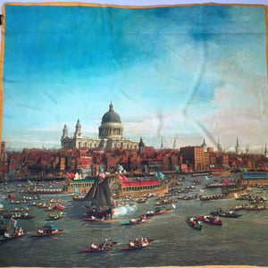 Stunning Large Silk Scarf National Maritime Museum Canaletto Thames w/St Paul's Cathedral 1747/48-Scarves-Brand Spanking Vintage