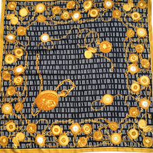 Load image into Gallery viewer, Vintage 80s Large Silk Twill Scarf in Pocket Watch and Chain Design in Black/Gold/White Made in Italy-Scarves-Brand Spanking Vintage