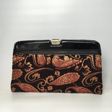Load image into Gallery viewer, Vintage 70s/80s Red Black and Gold Paisley Chenille Tapestry and Black Patent Leather Clutch Shoulder Chain Bag-Vintage Handbag, Clutch Bag-Brand Spanking Vintage