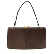 Load image into Gallery viewer, Vintage 50s Slim Dark Chocolate Dainty Lizard Skin Classic Ladylike Bag By Waldybag-Vintage Handbag, Exotic Skins-Brand Spanking Vintage