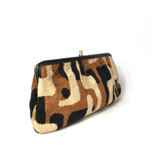 Load image into Gallery viewer, Vintage 70s Rare Weymouth American Chenille Folding Handle Clutch Bag in Beige/Rust/Black-Vintage Handbag, Clutch Bag-Brand Spanking Vintage