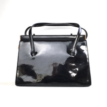 Load image into Gallery viewer, Vintage 50s Black Patent Leather Classic Ladylike Bag, Top Handle Bag,Side Opening Clasp w/Purse by Waldybag-Vintage Handbag, Kelly Bag-Brand Spanking Vintage