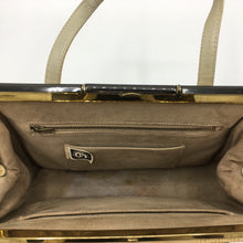 Load image into Gallery viewer, Vintage 50s Creamy Yellow Lizard Skin Handbag By Fassbender With Rare Gunmetal Top Bar Clasp-Vintage Handbag, Exotic Skins-Brand Spanking Vintage