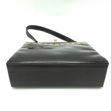 Load image into Gallery viewer, Vintage 50s 60s Dark Brown and Beige Patent Leather Classic Ladylike Bag Made in England for Clarks-Vintage Handbag, Kelly Bag-Brand Spanking Vintage
