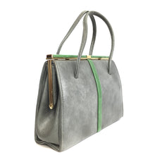 Load image into Gallery viewer, Vintage 50s Faux Leather Grey/Green Twin Handled Bag by Harmony Made in England-Vintage Handbag, Kelly Bag-Brand Spanking Vintage