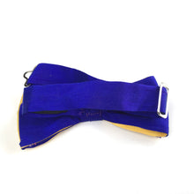 Load image into Gallery viewer, Gentleman&#39;s Silk Bow Tie Yellow and Cobalt Blue Handmade in UK by Hocus Pocus-Accessories, For Him-Brand Spanking Vintage
