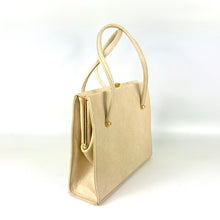 Load image into Gallery viewer, Vintage 60s/70s Buttercream Luxan Leather Small Dainty Twin Handle Handbag By Waldybag-Vintage Handbag, Kelly Bag-Brand Spanking Vintage