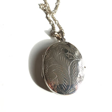Load image into Gallery viewer, Large Sterling Silver Engraved Locket with Dainty 24" Silver Chain-Accessories, For Her-Brand Spanking Vintage