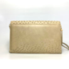 Load image into Gallery viewer, Vintage Genuine Ostrich Skin Clutch Bag/Shoulder Bag In Creamy Beige by Corbeau-Vintage Handbag, Exotic Skins-Brand Spanking Vintage