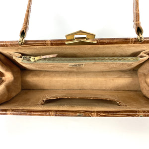 Vintage 50s 'The Martin' Exquisite Crocodile Skin Handbag w/Coin Purse,Tags and Original Box-Vintage Handbag, Exotic Skins-Brand Spanking Vintage