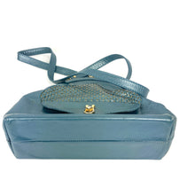 Load image into Gallery viewer, Vintage 60s70s Leather Dolly Bag In Pearlescent Turquoise Teal Green With Long Cross Body Strap-Vintage Handbag, Dolly Bag-Brand Spanking Vintage