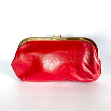 Load image into Gallery viewer, Vintage 70s Lipstick Red Leather Clutch Bag, Clutch Purse, Evening or Occasion bag, Gilt and Leather Clasp by Jane Shilton Made in England-Vintage Handbag, Clutch Bag-Brand Spanking Vintage