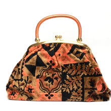 Load image into Gallery viewer, Vintage 70s Weymouth American Large Mary Poppins Chenille Carpet Bag Weekend Overnight Bag in Taupe/Orange/Black-Vintage Handbag, Large Handbag-Brand Spanking Vintage