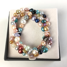 Load image into Gallery viewer, Multi Coloured Baroque Cultured Pearl Triple Strand Bracelet by Kyoto Pearl in Original Box-Accessories, For Her-Brand Spanking Vintage
