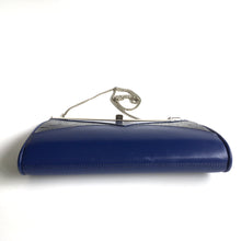 Load image into Gallery viewer, Vintage 70s Bright Blue Leather and Snakeskin 3 Way Clutch Bag with Fold Out Handle and Shoulder Chain-Vintage Handbag, Clutch Bag-Brand Spanking Vintage