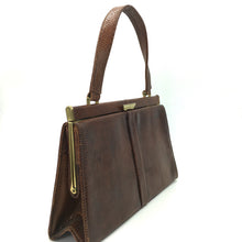 Load image into Gallery viewer, Vintage Marquessa 1950s Chocolate Lizard Skin Classic Ladylike Bag w/ Suede Lining-Vintage Handbag, Exotic Skins-Brand Spanking Vintage