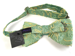Gentleman's Silk Handmade Bow Tie Lime Green And Yellow by Hocus Pocus-Accessories, For Him-Brand Spanking Vintage
