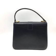 Load image into Gallery viewer, Vintage 60s/70s Navy Leather Jackie O Style Top Handle Bag with Gilt Clasp-Vintage Handbag, Kelly Bag-Brand Spanking Vintage