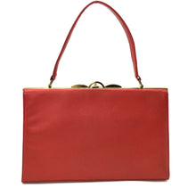 Load image into Gallery viewer, SOLD Vintage 50s/60s Large Lipstick Red Leather Handbag w/ Matching Red Leather Wallet Purse-Vintage Handbag, Kelly Bag-Brand Spanking Vintage