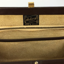 Load image into Gallery viewer, Vintage 50s 60s Small And Dainty Brown Leather Ackery Bag with Intricate Gilt Clasp Made in England-Vintage Handbag, Kelly Bag-Brand Spanking Vintage