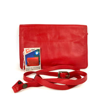 Load image into Gallery viewer, Vintage 70s/80s Unused Large Pillar Box Red Leather Clutch Bag With Optional Shoulder Strap by Tula-Vintage Handbag, Clutch Bag-Brand Spanking Vintage