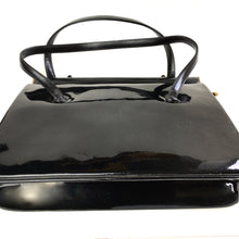 Load image into Gallery viewer, Vintage 50s Black Patent Leather Classic Ladylike Bag, Top Handle Bag,Side Opening Clasp w/Purse by Waldybag-Vintage Handbag, Kelly Bag-Brand Spanking Vintage