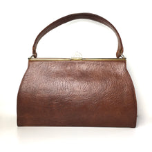 Load image into Gallery viewer, Vintage 40s 50s Miss Marple Tan Textured Leather Large Top Handle Bag-Vintage Handbag, Kelly Bag-Brand Spanking Vintage