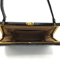 Load image into Gallery viewer, Gorgeous Vintage 50s/60s Black Crocodile Skin Classic Ladylike Bag By Mappin and Webb-Vintage Handbag, Exotic Skins-Brand Spanking Vintage