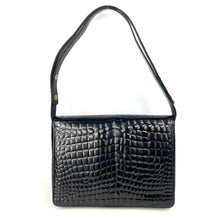 Load image into Gallery viewer, Vintage 80s/90s Harrods Black Patent Leather Faux Crocodile Print Handbag/Shoulder Bag-Vintage Handbag, Large Handbag-Brand Spanking Vintage