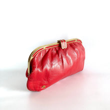 Load image into Gallery viewer, Vintage 70s Lipstick Red Leather Clutch Bag, Clutch Purse, Evening or Occasion bag, Gilt and Leather Clasp by Jane Shilton Made in England-Vintage Handbag, Clutch Bag-Brand Spanking Vintage