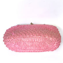 Load image into Gallery viewer, Vintage 60s Raffia Kisslock Clasp Handbag, Dolly Bag, Rare Pink by James Florsheim-Vintage Handbag, Dolly Bag-Brand Spanking Vintage