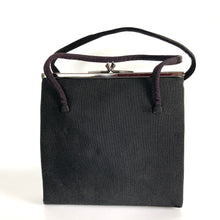 Load image into Gallery viewer, Vintage 60s/70s Black Grosgrain Evening/Occasion Bag w/ Peach Silk Lining + Matching Silk Coin Purse Waldybag-Vintage Handbag, Evening Bag-Brand Spanking Vintage