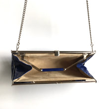 Load image into Gallery viewer, Vintage 70s Bright Blue Leather and Snakeskin 3 Way Clutch Bag with Fold Out Handle and Shoulder Chain-Vintage Handbag, Clutch Bag-Brand Spanking Vintage