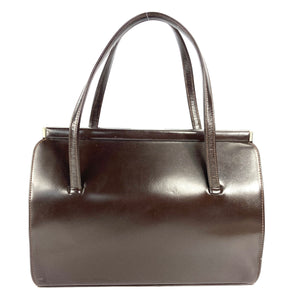 Vintage 50s Large Brown Leather Top Handle Bag with Coin Purse by Waldybag-Vintage Handbag, Large Handbag-Brand Spanking Vintage