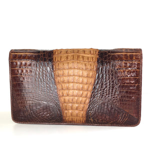 Vintage 70s Small Hornback Crocodile Skin Clutch Bag from Singapore-Vintage Handbag, Exotic Skins-Brand Spanking Vintage